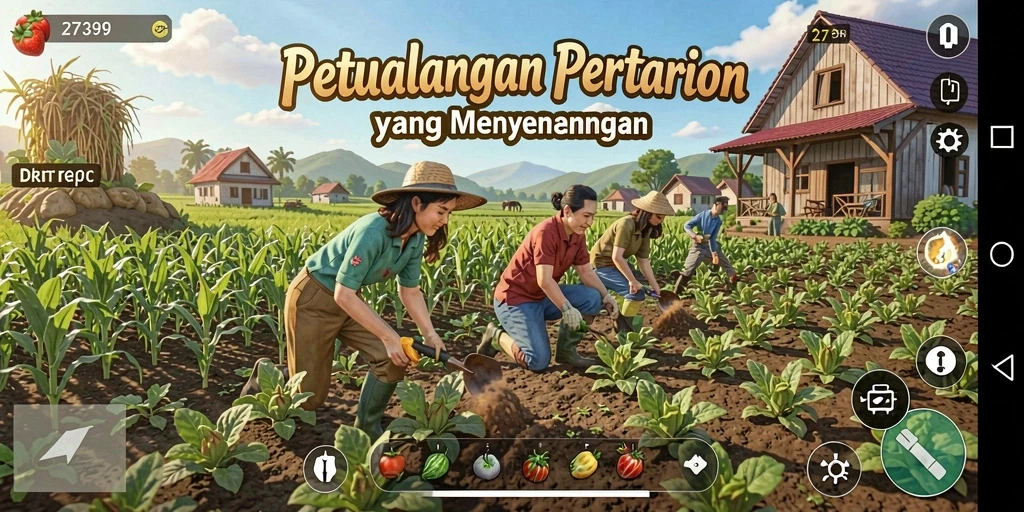 Screenshot 2739 menampilkan aktivitas bercocok tanam di lahan pertanian yang subur.