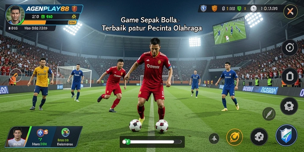 Tampilan gameplay AGENPLAY88 yang mendebarkan di lapangan sepak bola.