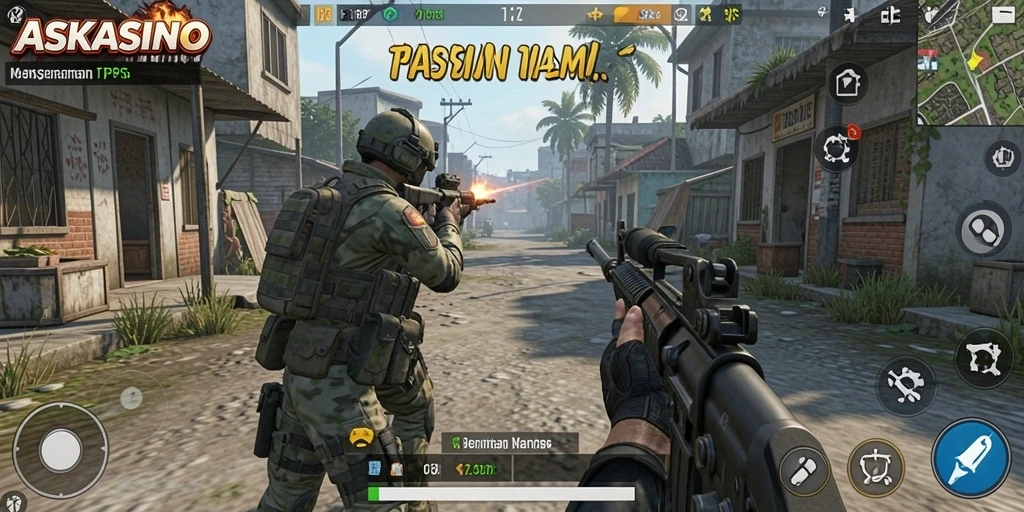 Tampilan gameplay seru di ASKASINO dengan aksi TPS penuh tantangan.