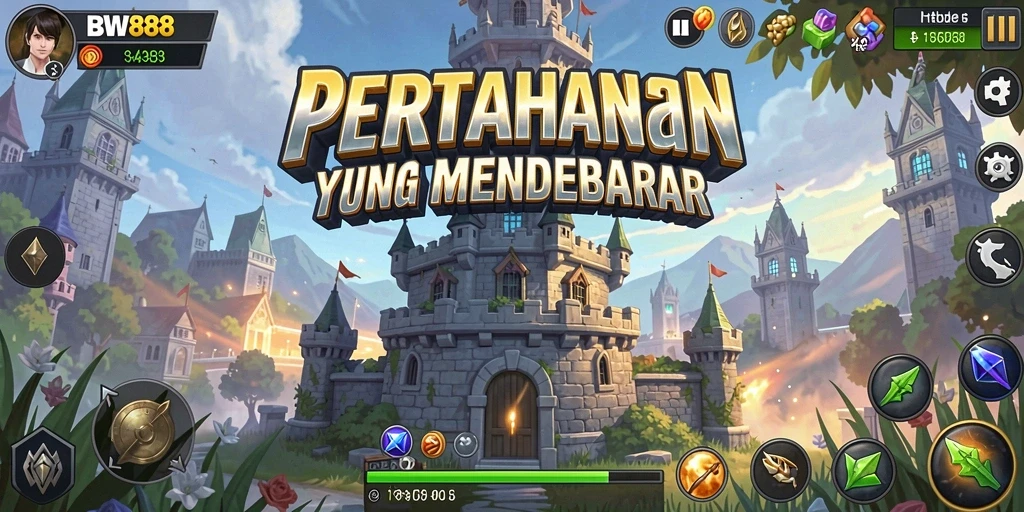 Screenshot gameplay BW888 menampilkan aksi menegangkan Tower Defense.