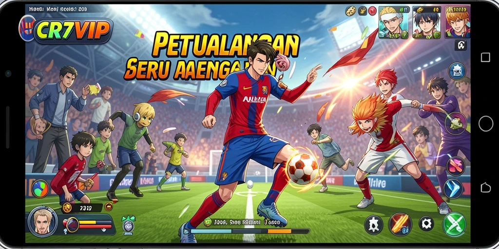 Tampilan gameplay yang menakjubkan dalam CR7VIP dengan karakter anime yang dinamis.