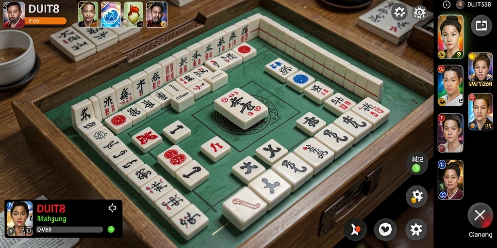 Tangkapan layar gameplay DUIT8 yang menampilkan aksi Mahjong.