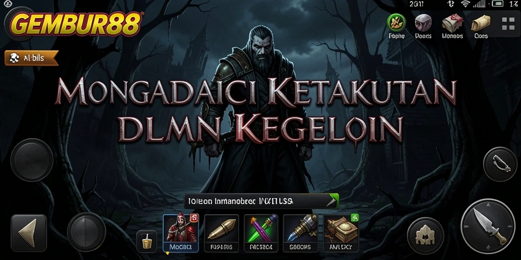 Screenshot menampilkan gameplay mencekam di dunia kegelapan GEMBUR88.