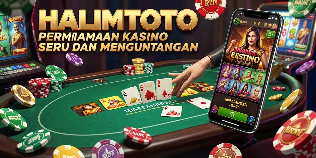 Tampilan gameplay menakjubkan di HALIMTOTO dengan suasana Kasino yang nyata.