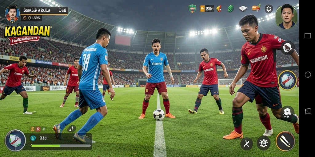 Tampilan menarik dari gameplay sepak bola KAGANDAN.