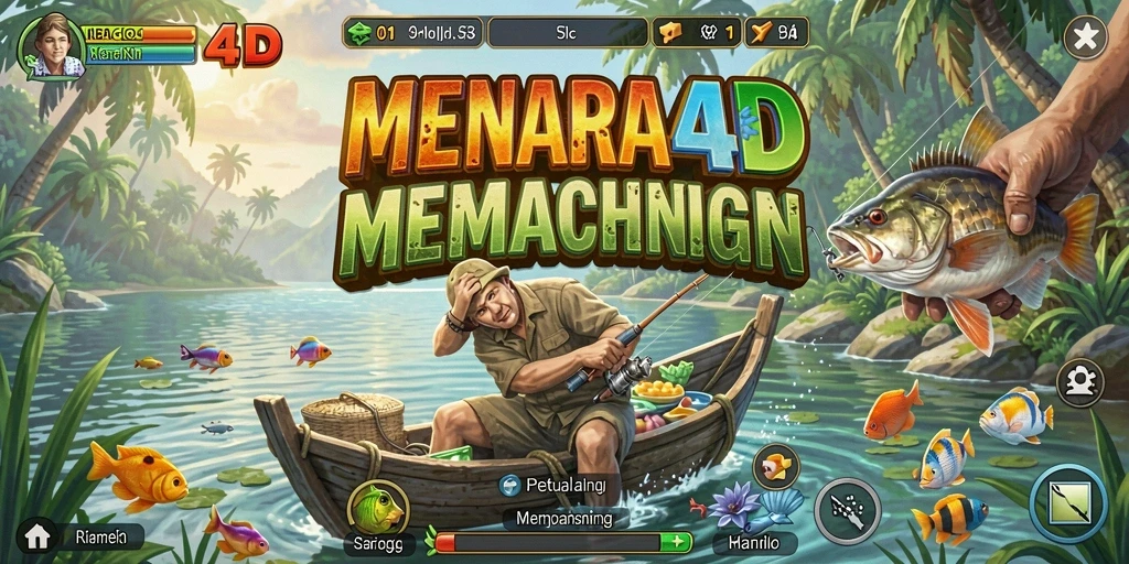 Tampilan gameplay MENARA4D yang memukau saat memancing.