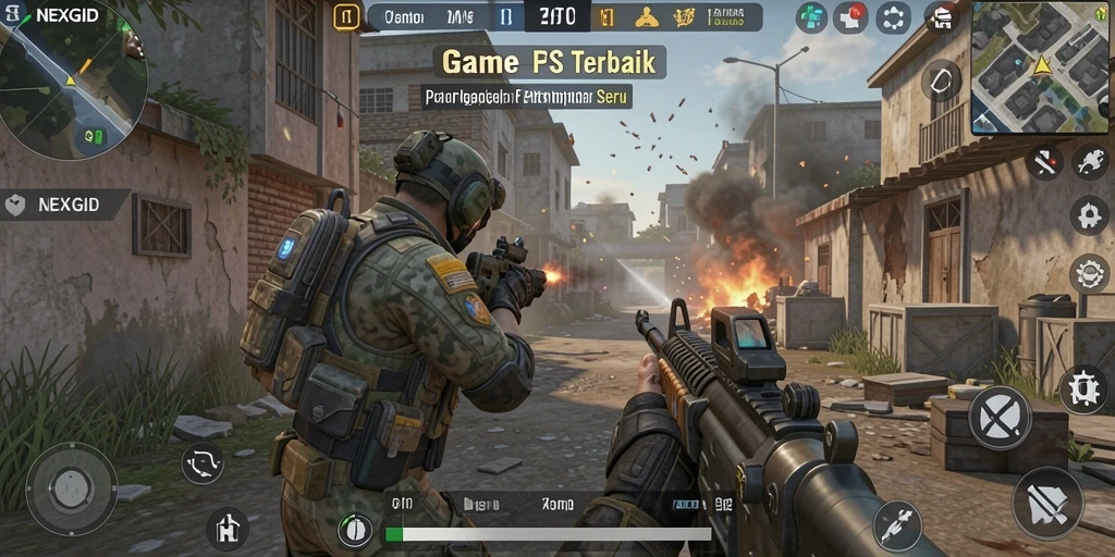 Gameplay seru NEXGID dengan aksi tembak-menembak yang intens.
