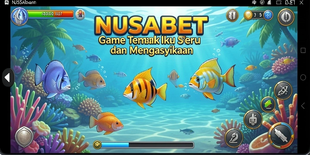 Tampilan gameplay NUSABET yang penuh warna dalam Tembak Ikan.