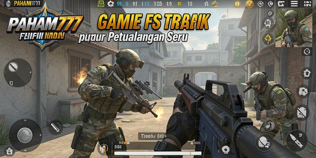 Screenshot utama PAHAM777 menampilkan aksi pertempuran FPS seru.