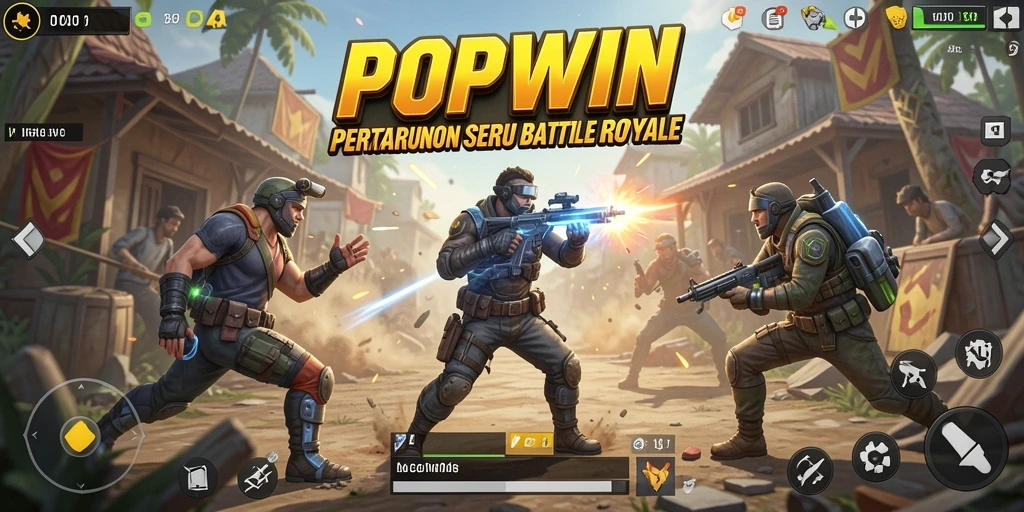 Tampilan gameplay intens di arena Battle Royale POPWIN.