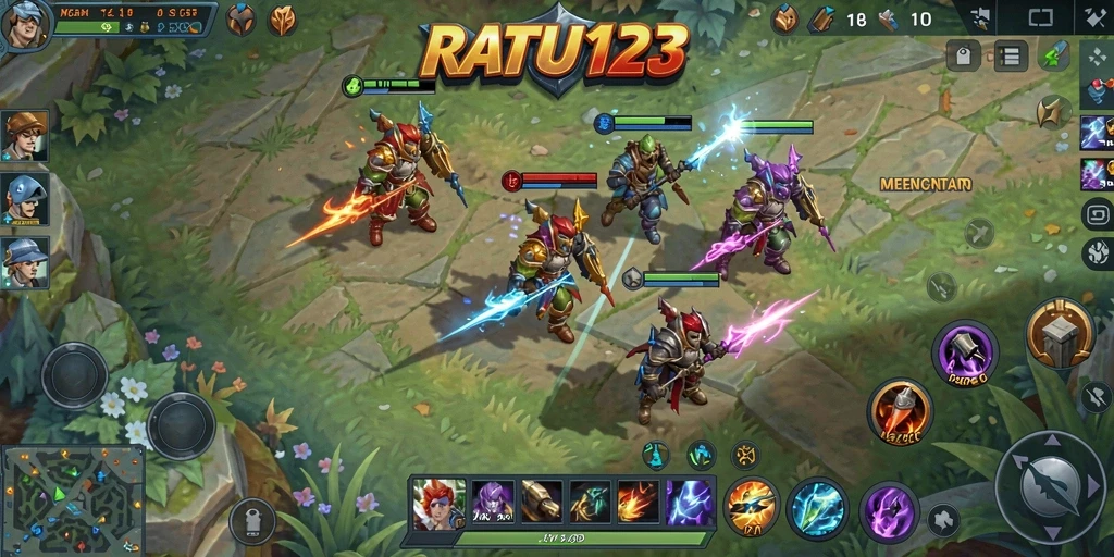 Screenshot gameplay <strong>RATU123</strong> menampilkan aksi seru di arena pertempuran.