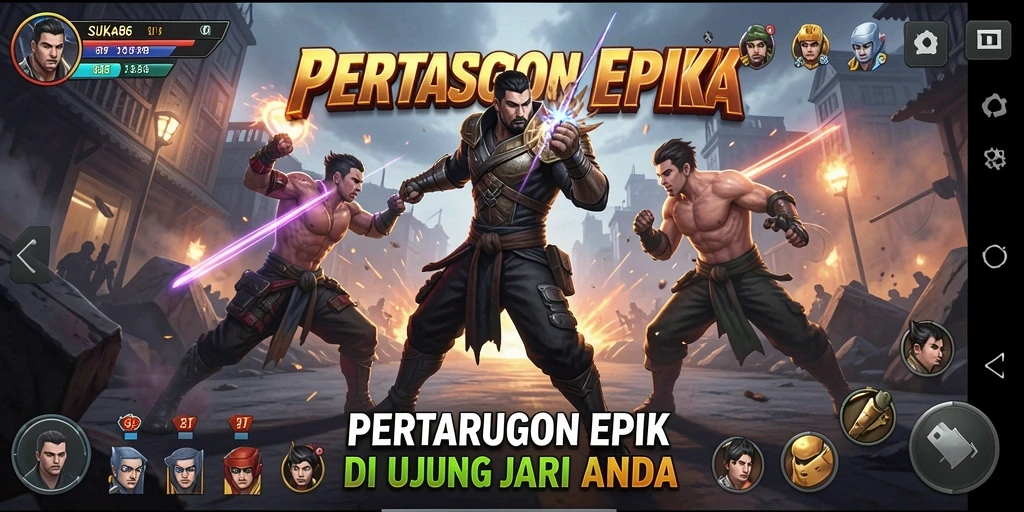 Tampilan gameplay <strong>SUKA86</strong> yang intens dan mendebarkan saat pertarungan berlangsung.