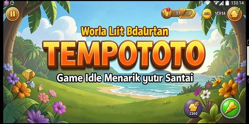 Screenshot gameplay TEMPOTOTO menampilkan karakter dan lingkungan yang cerah.