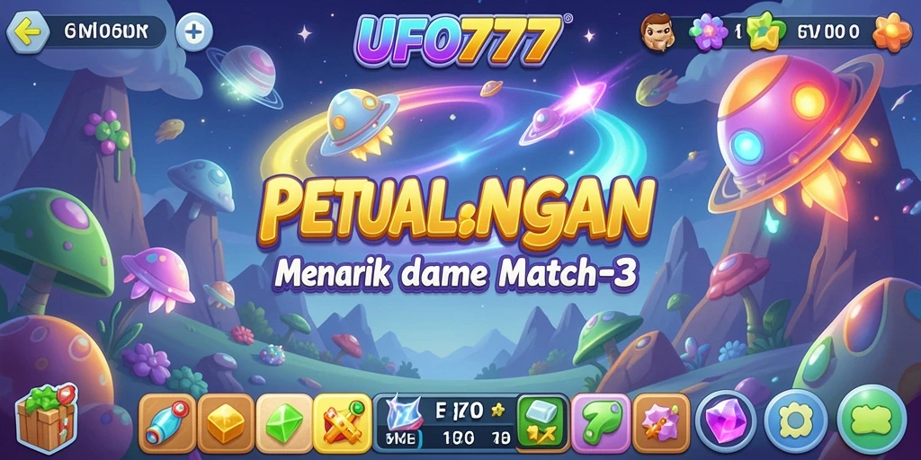Screenshot gameplay <strong>UFO777</strong>, menunjukkan aksi mencocokkan objek yang dinamis.