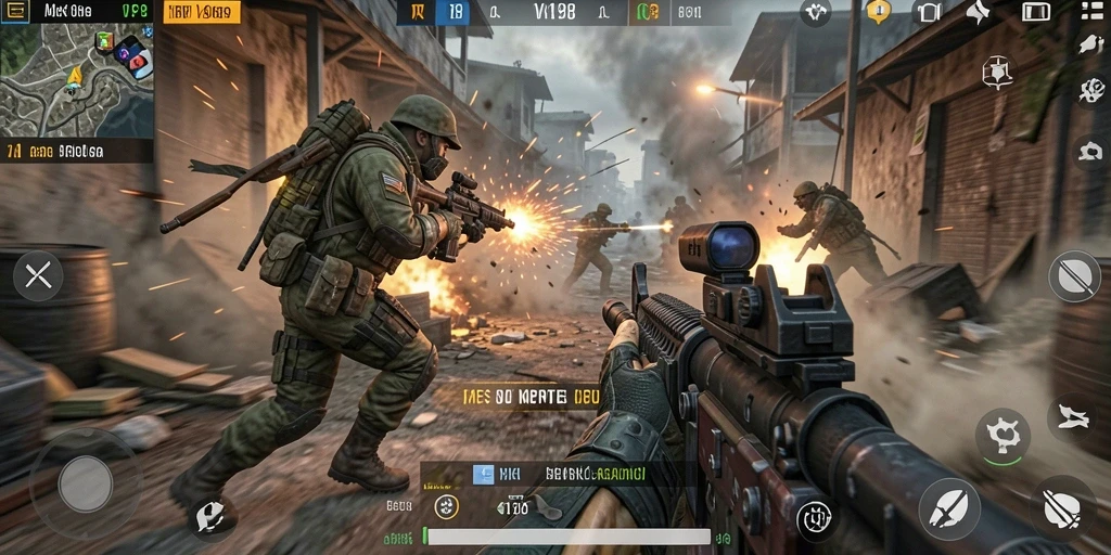 Gameplay V98 yang seru dan mendebarkan di arena pertempuran.