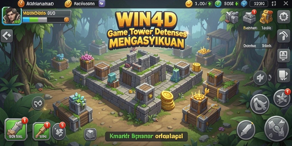 Tampilan gameplay WIN4D menampilkan strategi Tower Defense yang mendebarkan.
