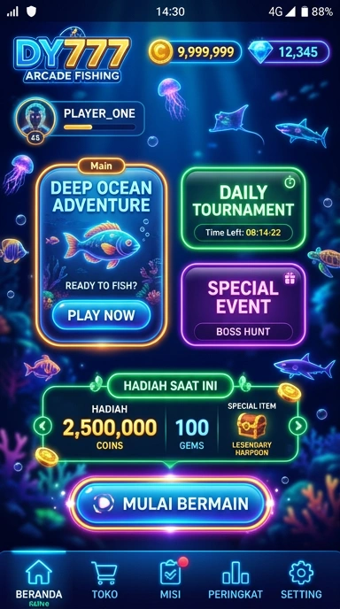 Antarmuka pengguna dy777 yang sederhana dan mudah digunakan.